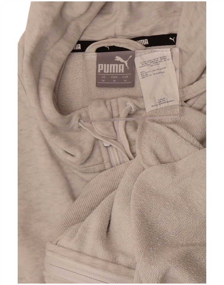 Męski sweter Puma z grafiką i zamkiem błyskawicznym, średnioszary, bawełniany z blokami kolorów
