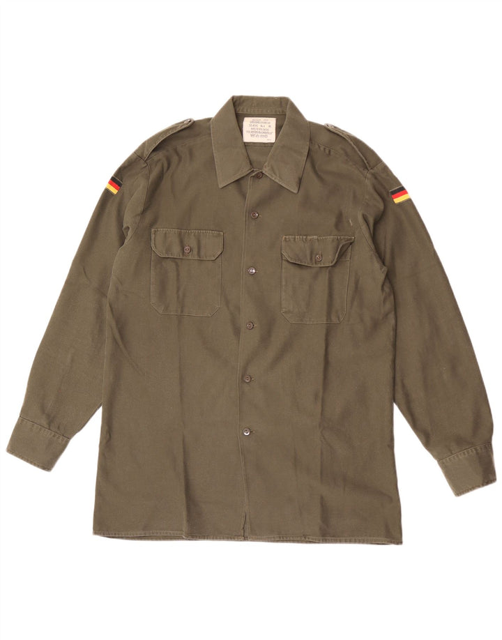 Męska koszula wojskowa w stylu vintage, rozmiar 41/42, duży, khaki, poliester