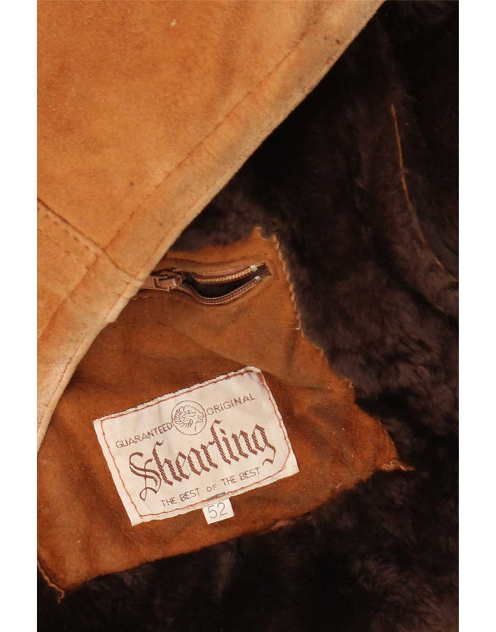 Męska kurtka shearling w stylu vintage IT 52 XL brązowa