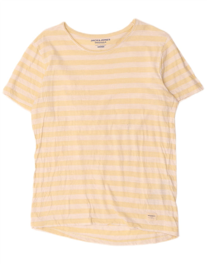 T-shirt męski Jack & Jones, bawełniany w średnie żółte paski