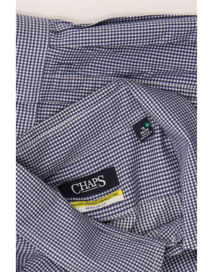 Koszula męska Chaps o regularnym kroju, rozmiar 18, 2XL, niebieska bawełniana kratka