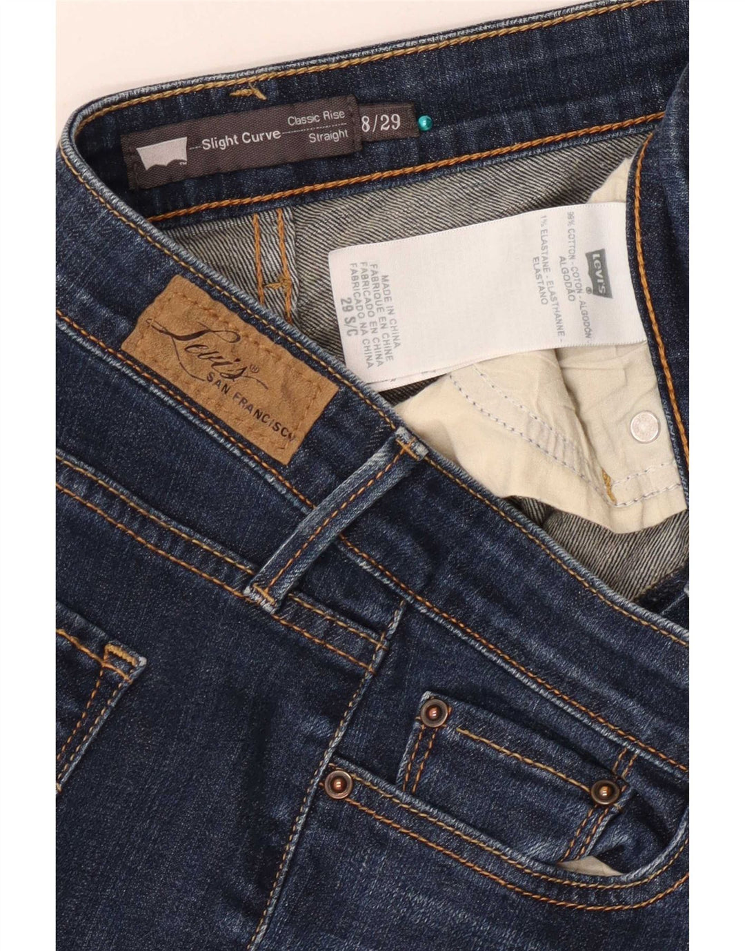 Damskie jeansy Levi's Slight Curve Straight US 8 Medium W29 L29 Granatowe