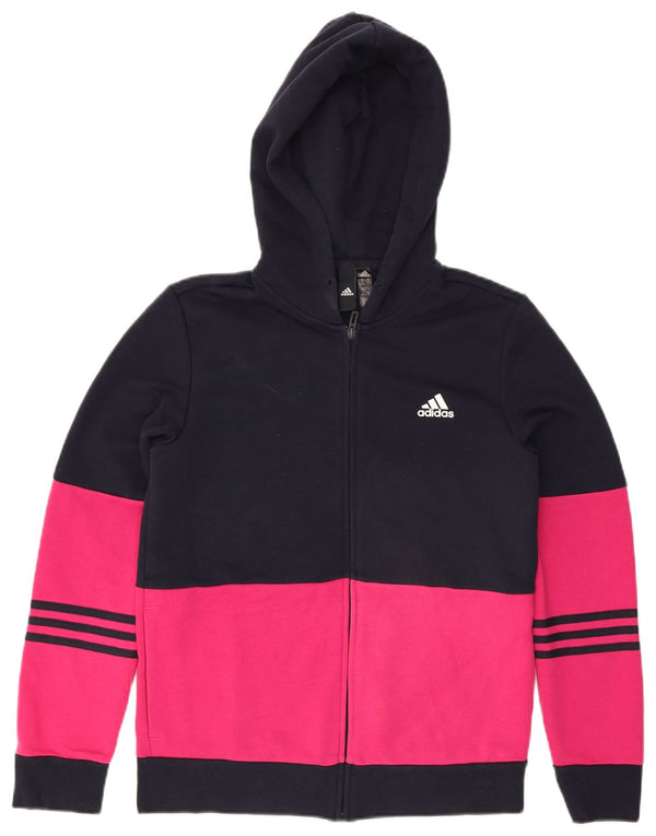 Damski sweter z kapturem i zamkiem błyskawicznym Adidas UK 12/14 Średni granatowy, blok kolorów