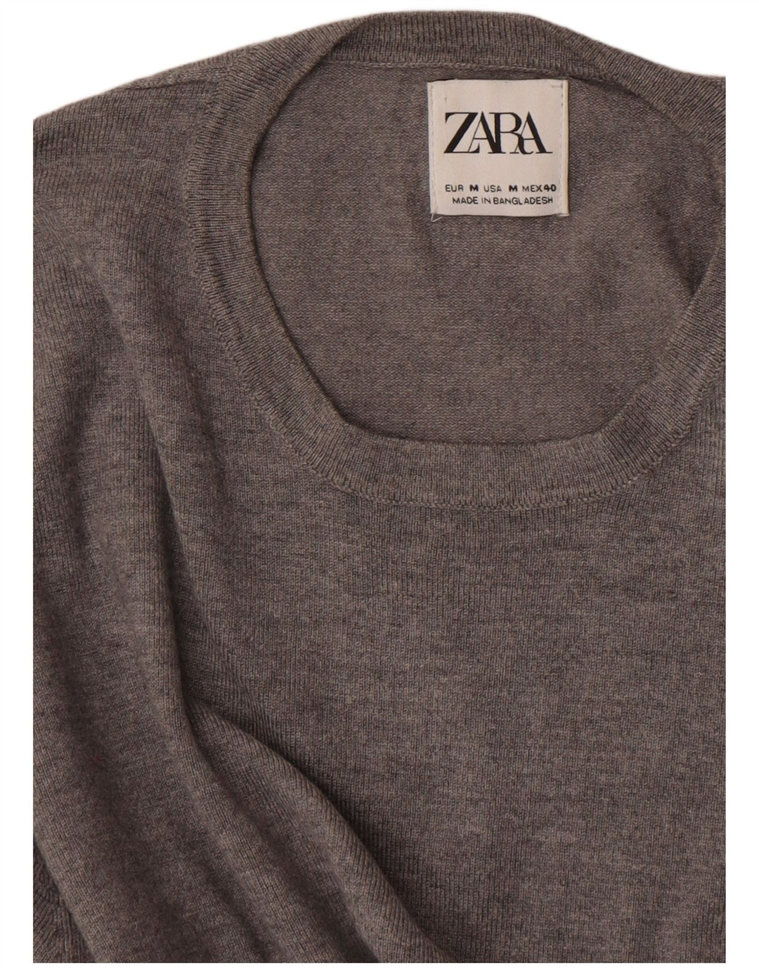 Męski sweter z okrągłym dekoltem Zara, średnio szary