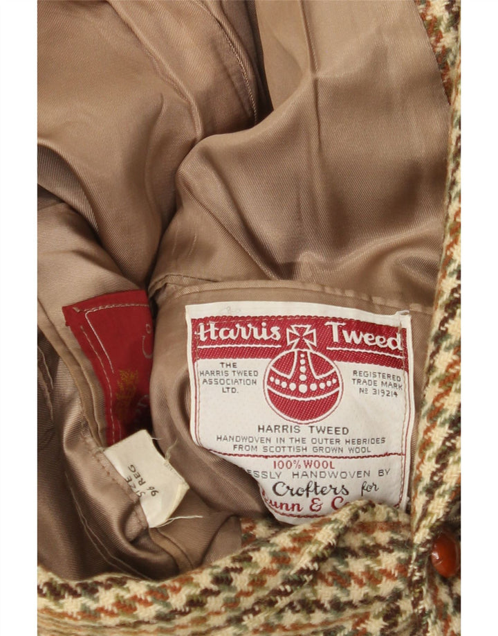 Męska marynarka zapinana na 3 guziki Harris Tweed UK 36 Mała zielona wełna w pepitkę