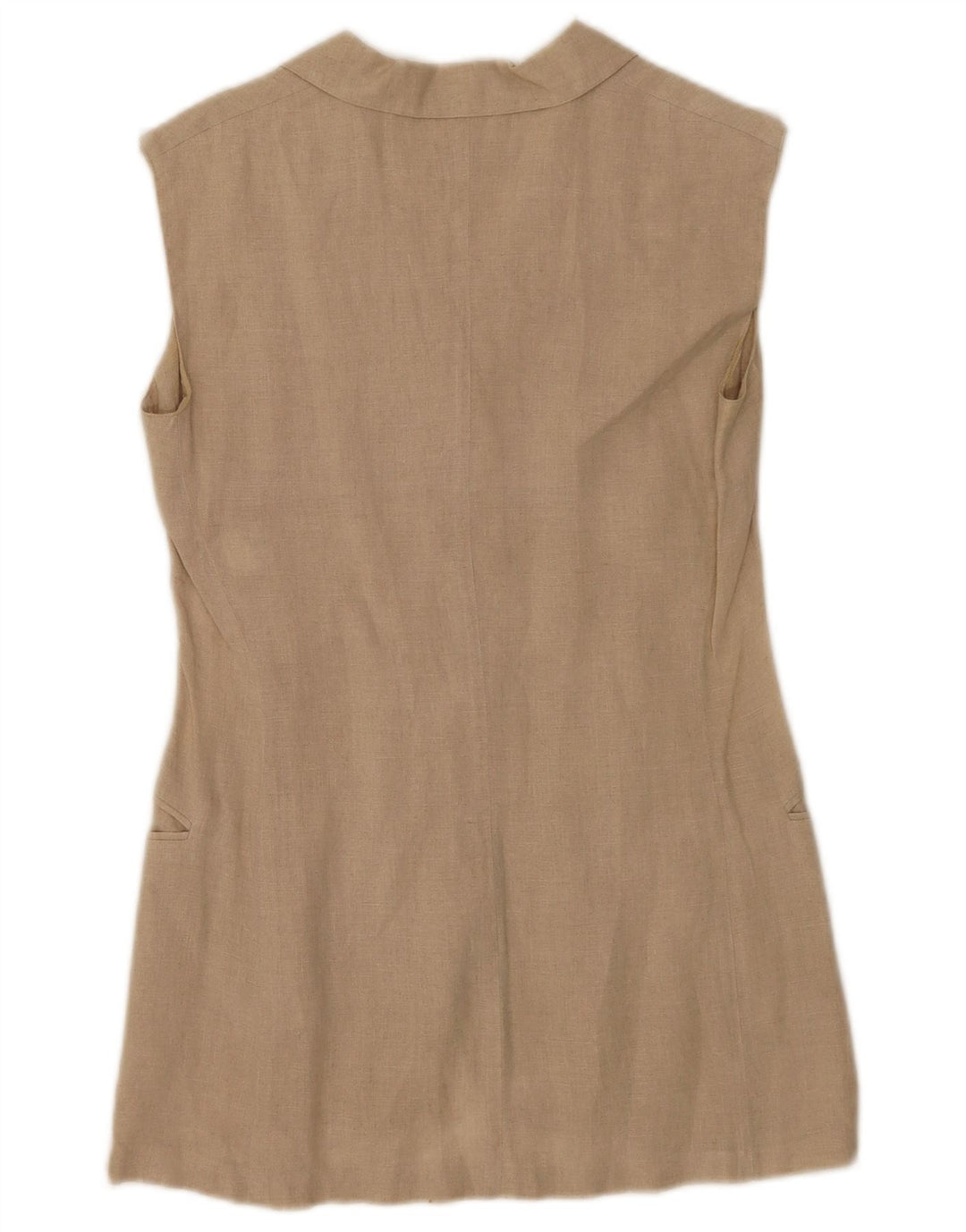 Max Mara Damska marynarka bez rękawów zapinana na 3 guziki UK 10 Small Beige Linen