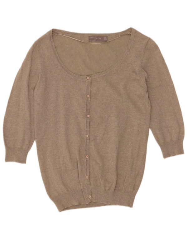 Damski sweter rozpinany z rękawem 3/4 Zara UK 14, duży, beżowy