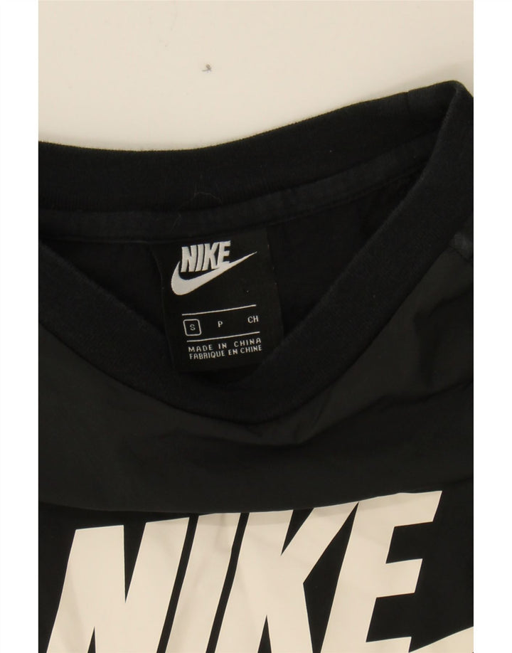 NIKE Mens Graphic Top Long Sleeve Small Black Colourblock Cotton Vintage Nike and Second-Hand Nike from Messina Hembry 