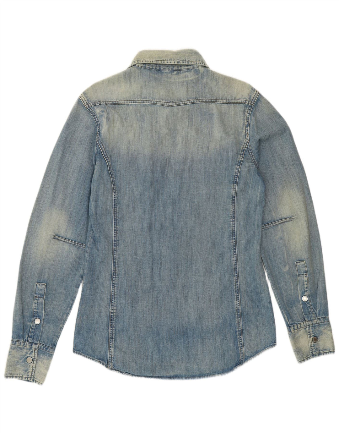 Męska koszula dżinsowa BENETTON Acid Wash, średnia niebieska, bawełniana