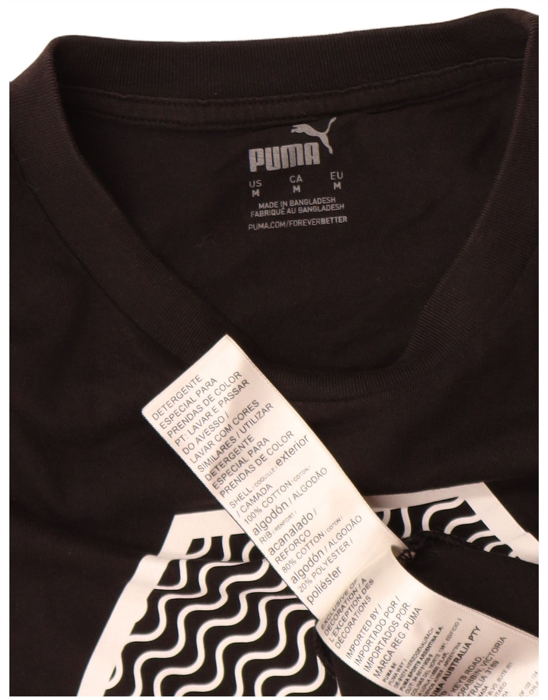 Męska koszulka z grafiką Puma, średnia czarna bawełniana