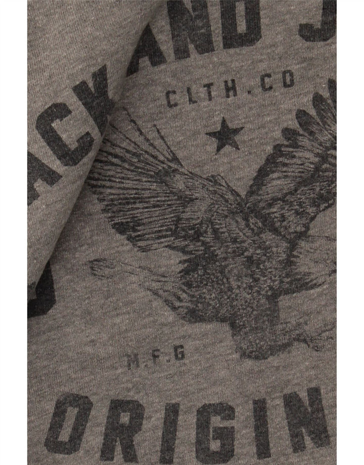 Męska bluza z grafiką Jack & Jones, mała, szara, bawełniana