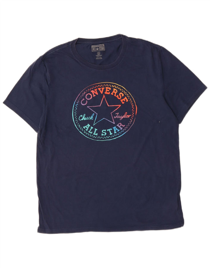 CONVERSE Męski T-shirt z grafiką Chuck Taylor, średni, granatowy, bawełniany