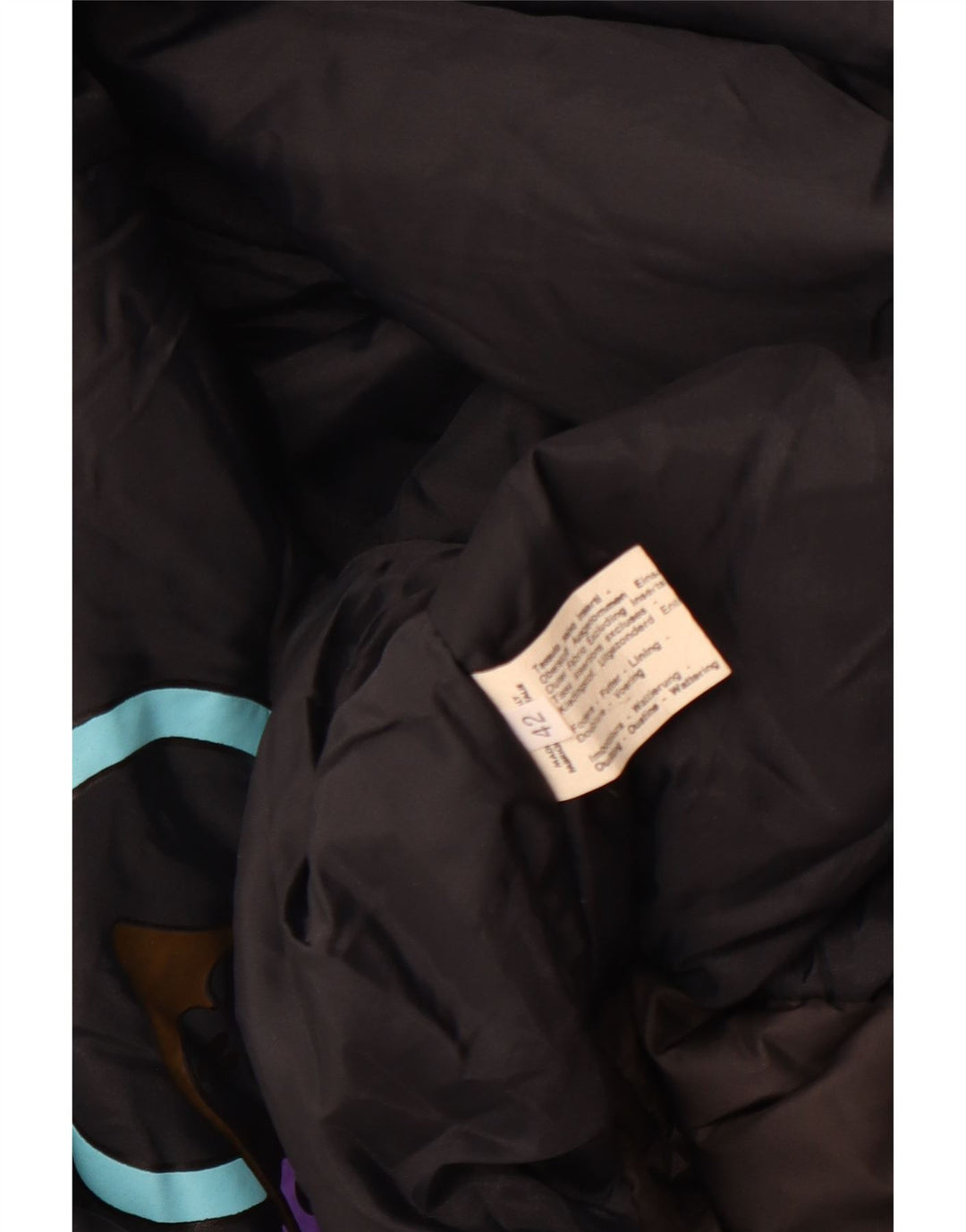 Damska kurtka wiatrówka w stylu vintage EU 42, duży czarny geometryczny poliester