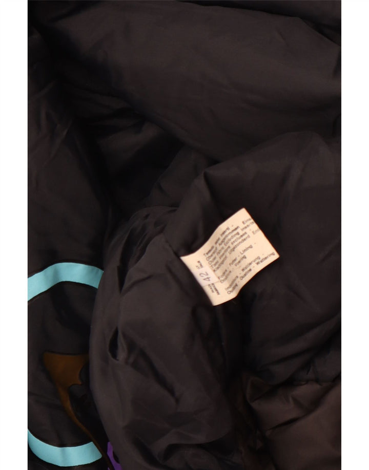 Damska kurtka wiatrówka w stylu vintage EU 42, duży czarny geometryczny poliester