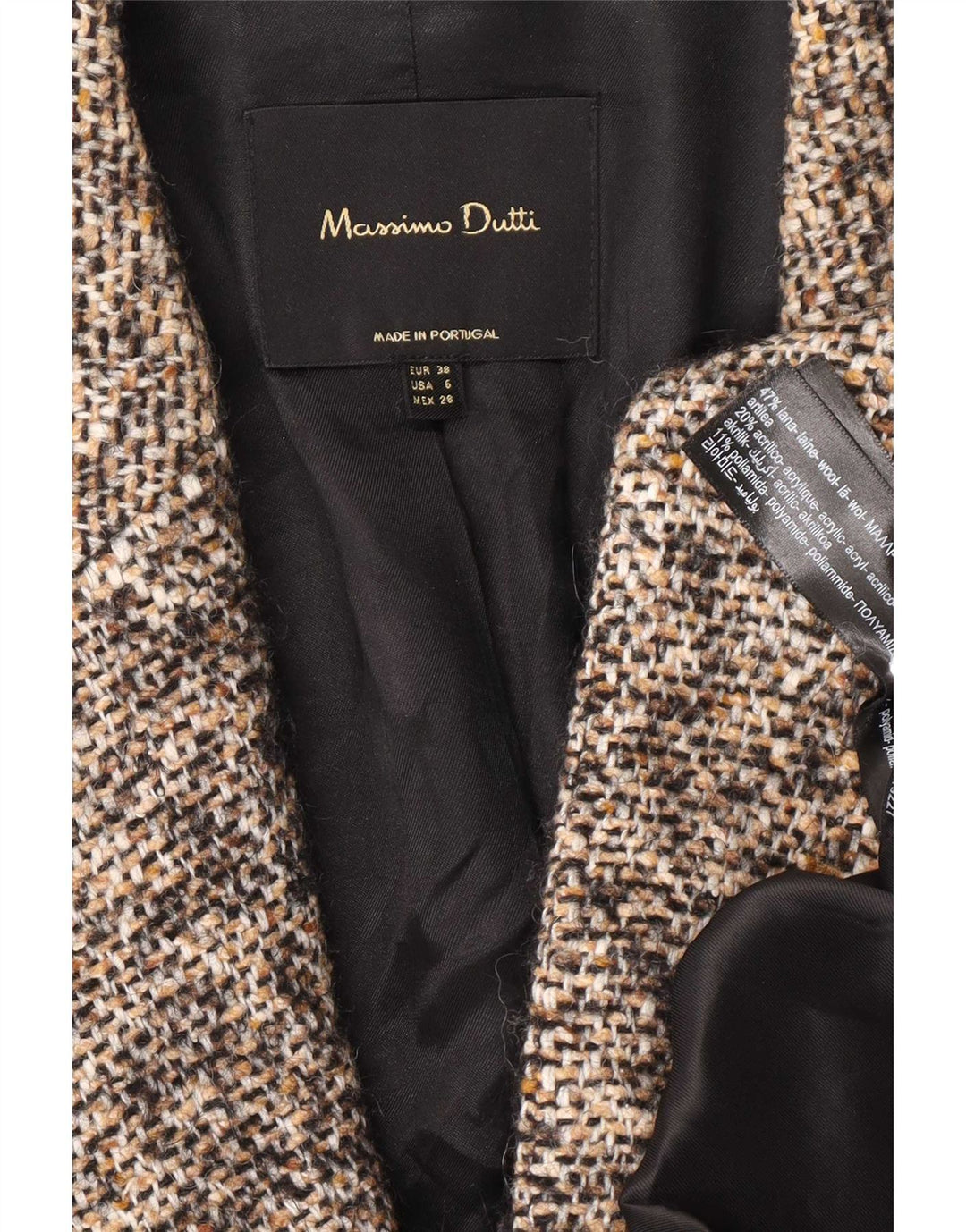 Płaszcz damski Massimo Dutti z rękawem 3/4 EU 38, mały, brązowy, nakrapiany