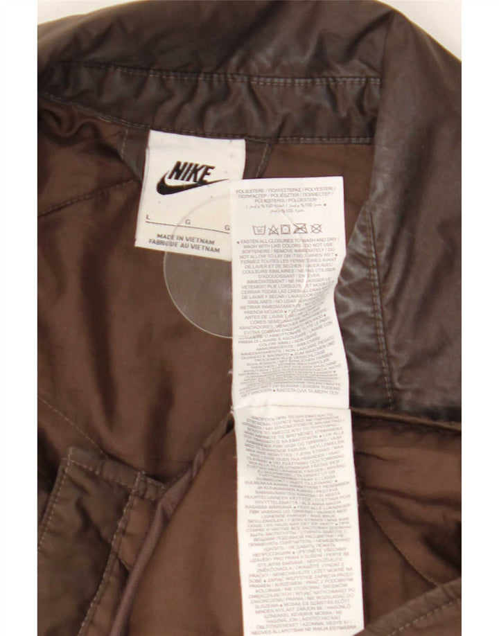 Damska pikowana kurtka oversize Nike UK 16, duża, brązowa, poliestrowa