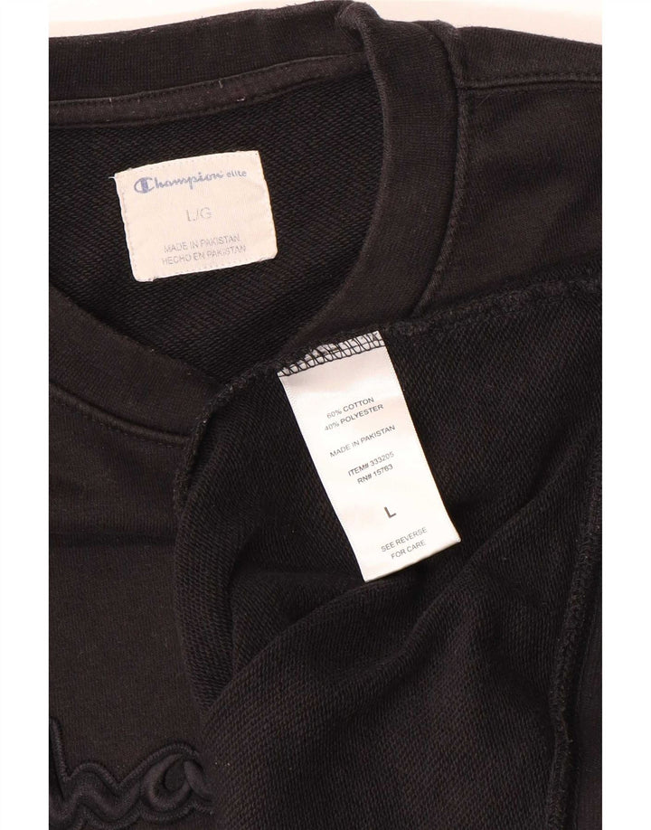 Męski sweter z grafiką Champion, duży, czarny, bawełniany