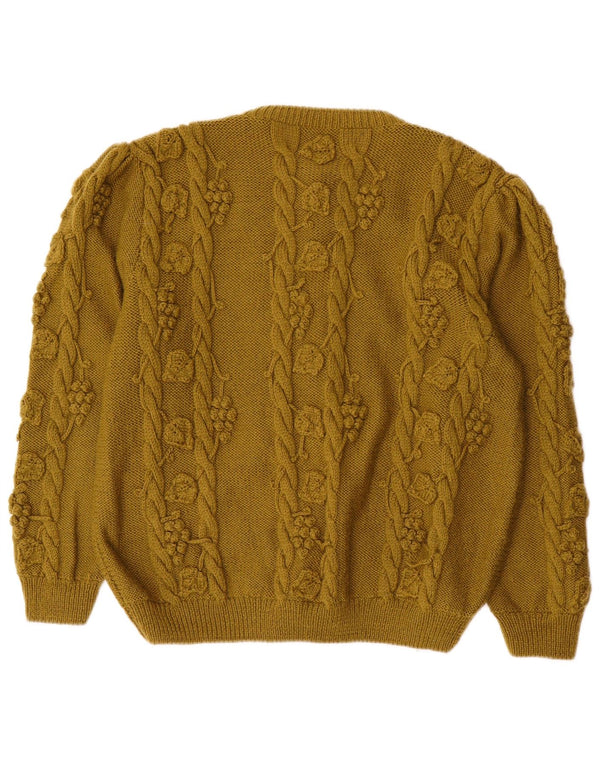 Vintage Womens Cardigan Sweater UK 18 XL Khaki Floral