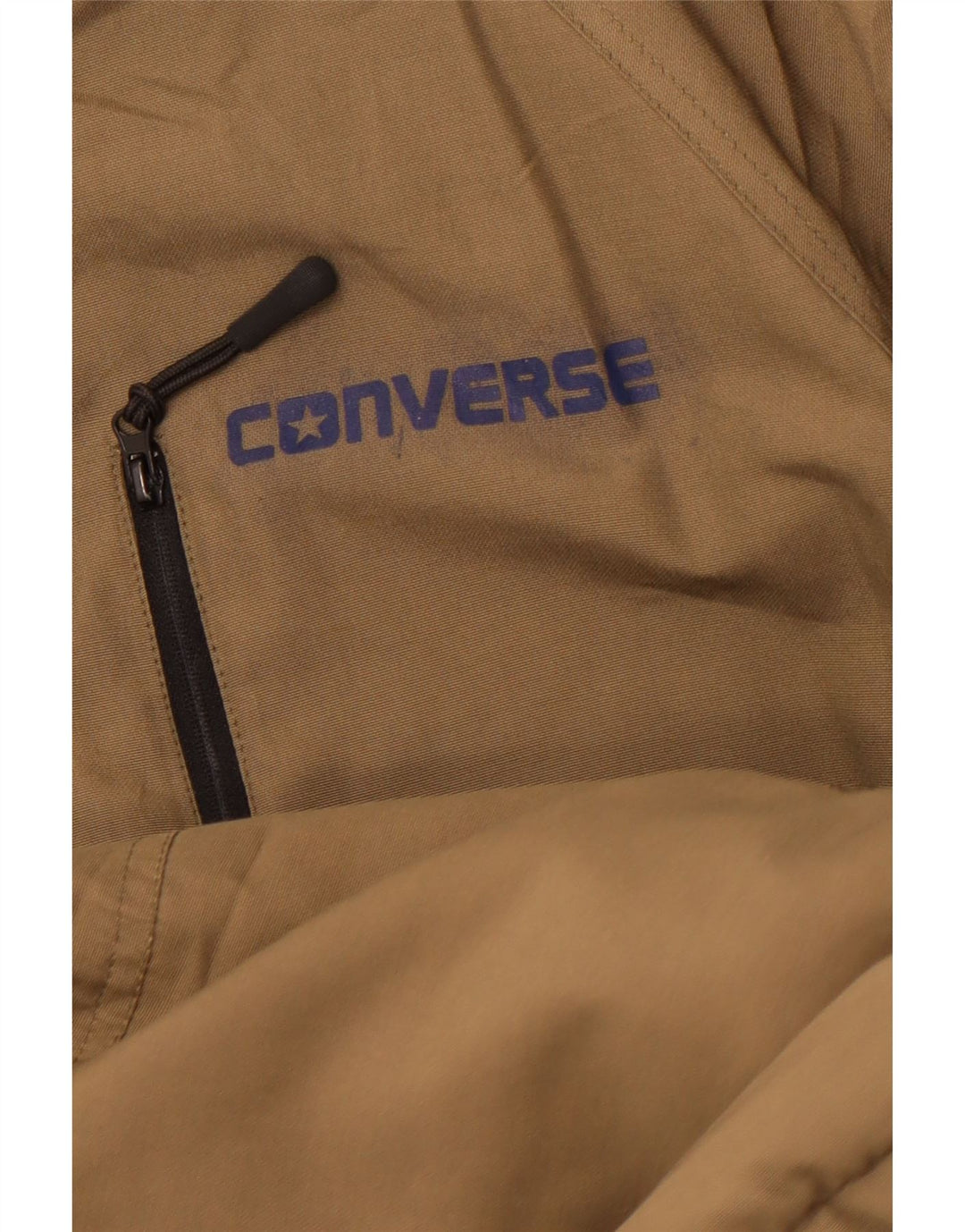 CONVERSE Męska kurtka wiatrówka z kapturem UK 36, mała, bawełniana khaki
