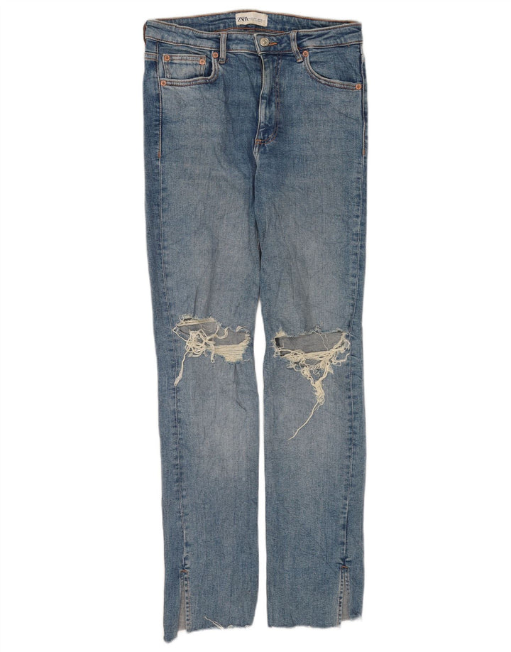 Damskie jeansy Zara w trudnej sytuacji, EU 40 Medium W30 L31, niebieska bawełna