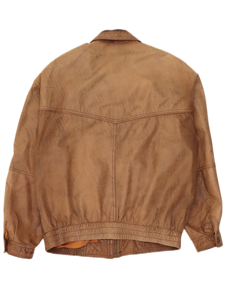 Męska kurtka skórzana Paul Smith IT 52 XL, brązowa skóra