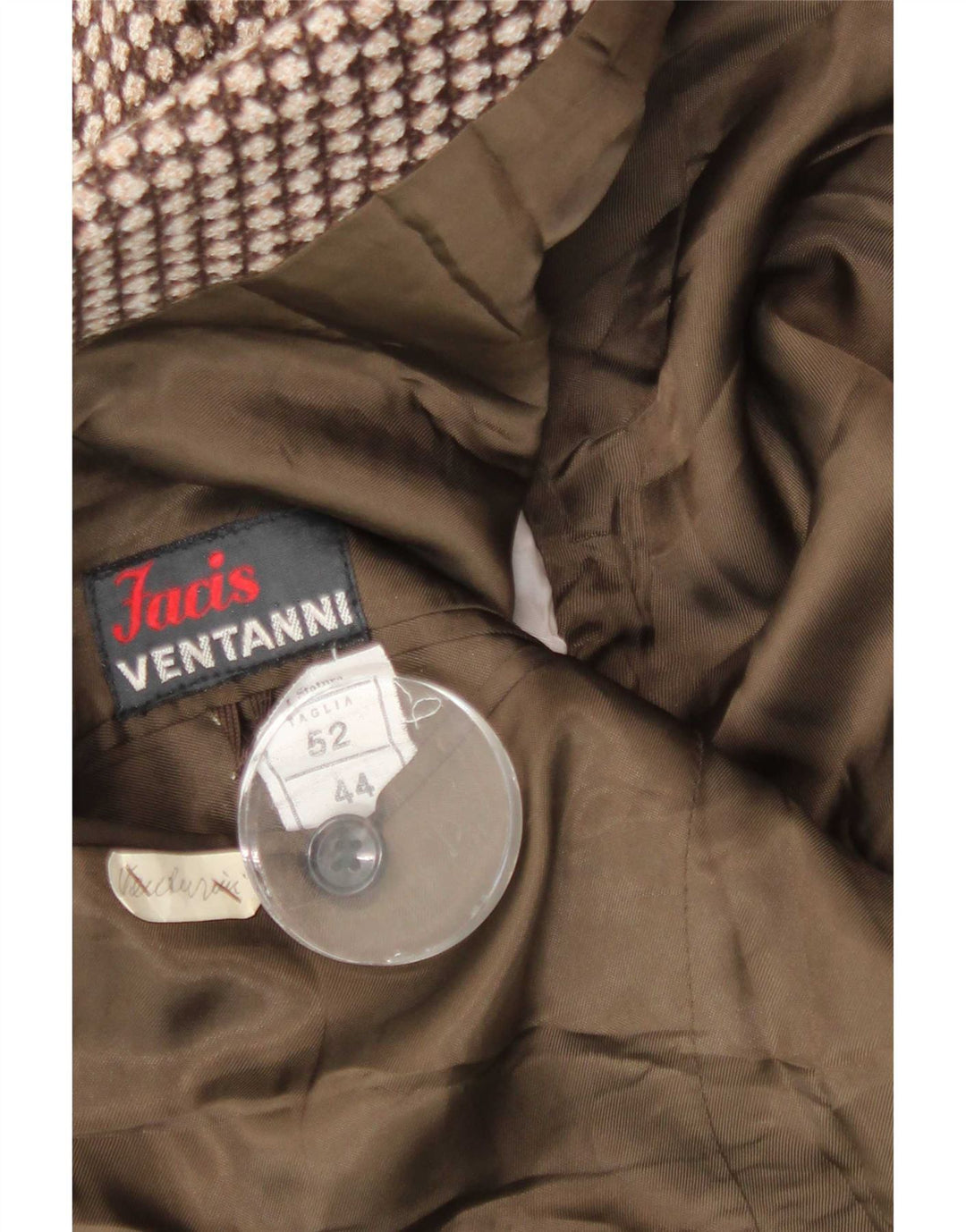 Męska marynarka VENTANNI zapinana na 3 guziki IT 52 XL, brązowa, geometryczna