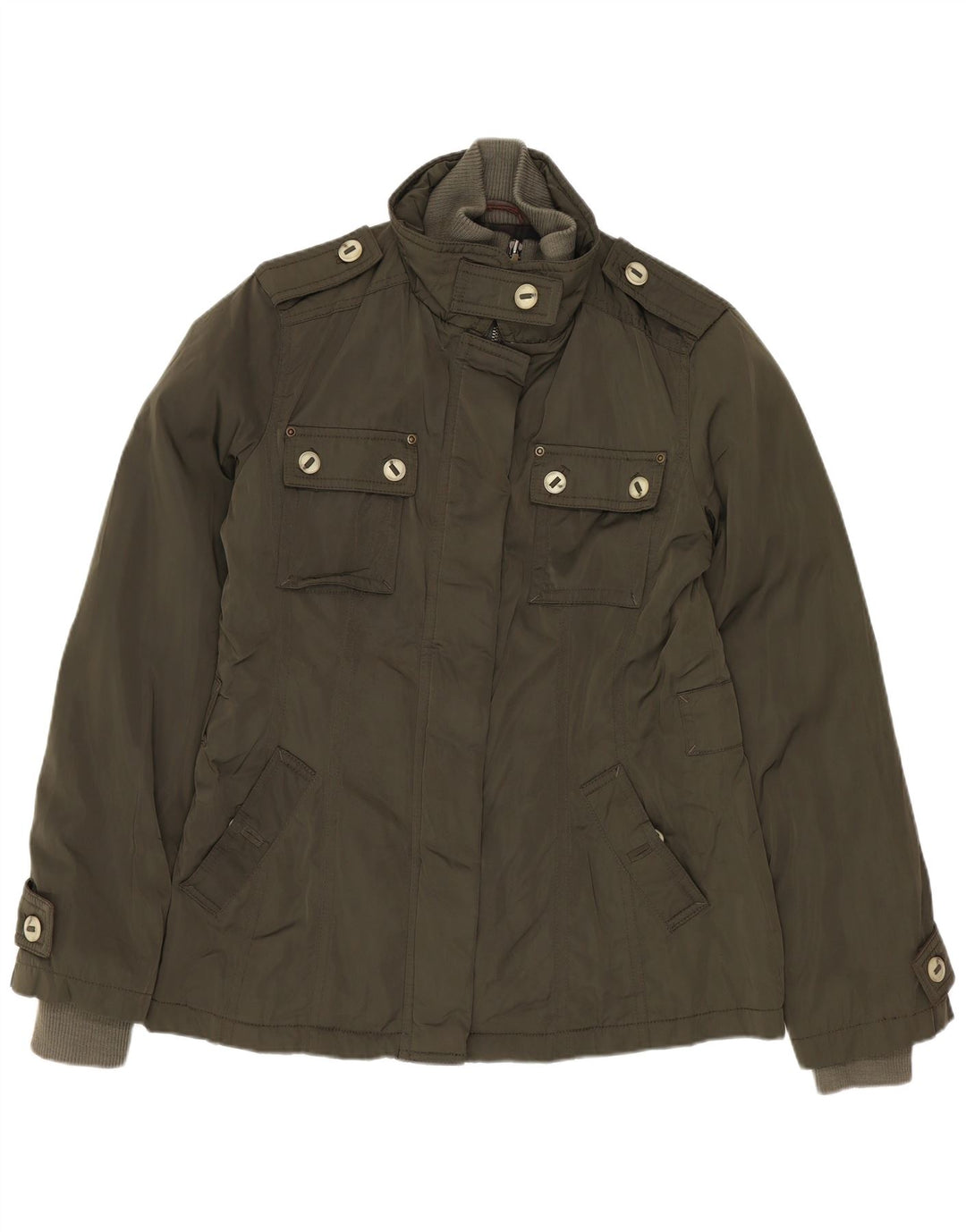 MASSIMO DUTTI Damska kurtka wojskowa UK 14, średni khaki, poliester