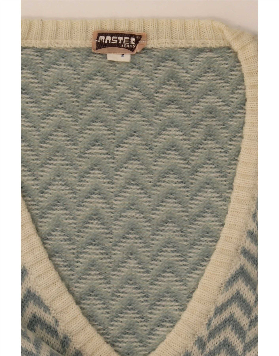 Sweter damski Master z dekoltem w kształcie litery V, UK 14, średni niebieski Chevron