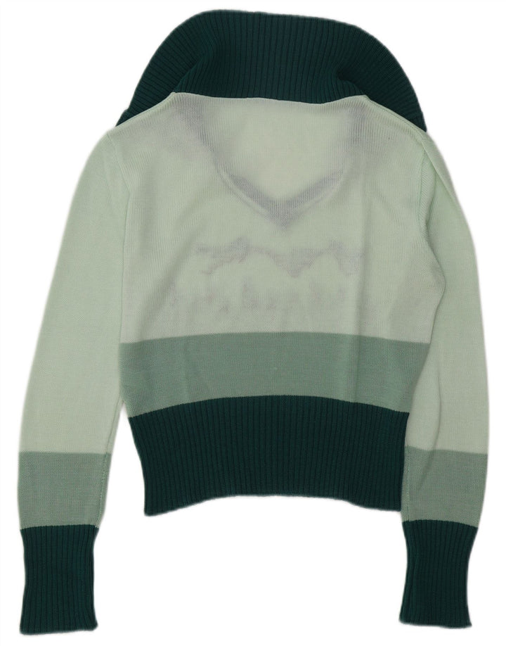 Vintage damski sweter z grafiką polo UK 14 średni zielony