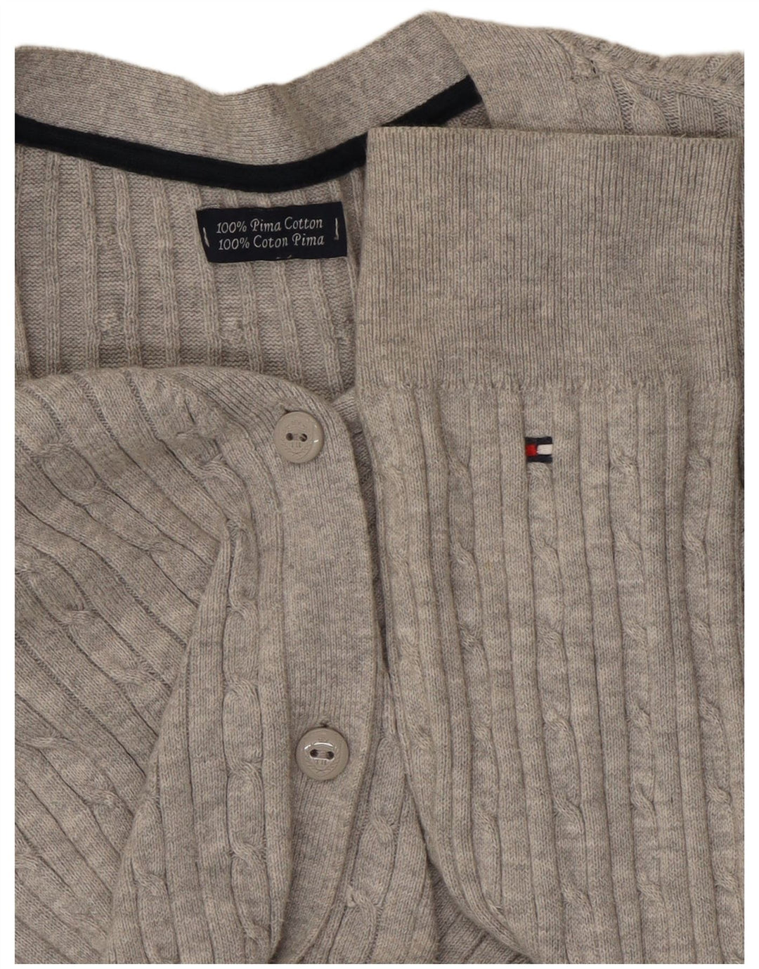 Damski sweter rozpinany TOMMY HILFIGER UK 12, średnioszary, bawełniany