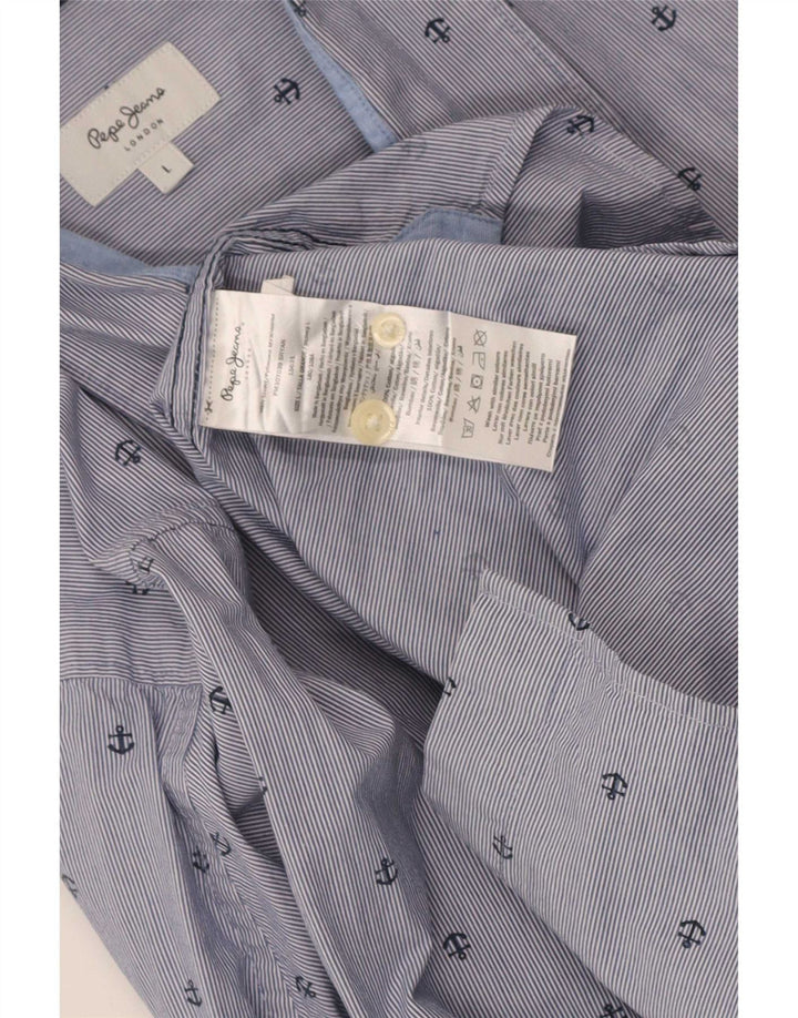 Koszula męska PEPE Jeans z abstrakcyjnym wzorem o regularnym kroju, duża niebieska w prążki