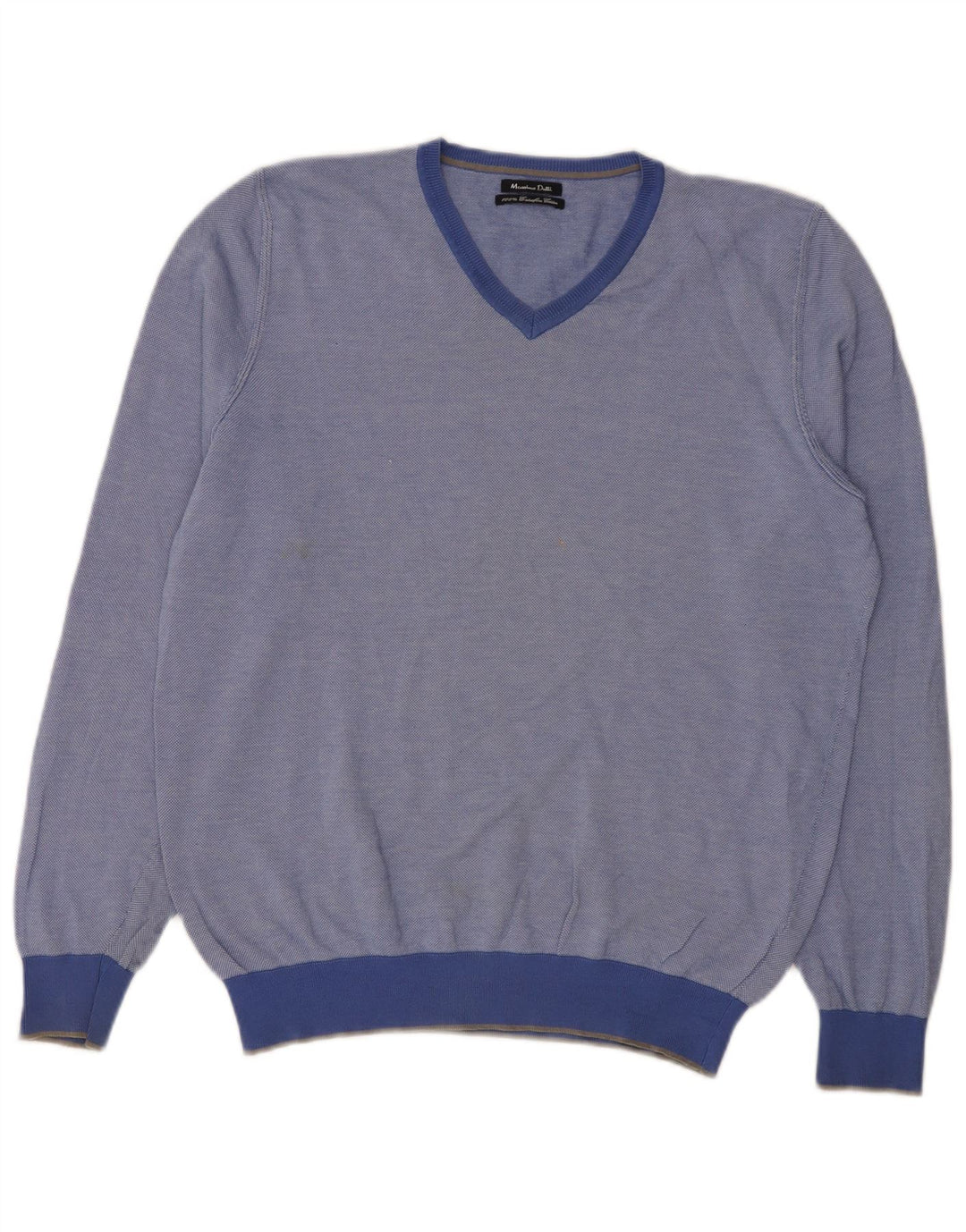 Męski sweter Massimo Dutti z dekoltem w kształcie litery V, duży, niebieski, bawełniany
