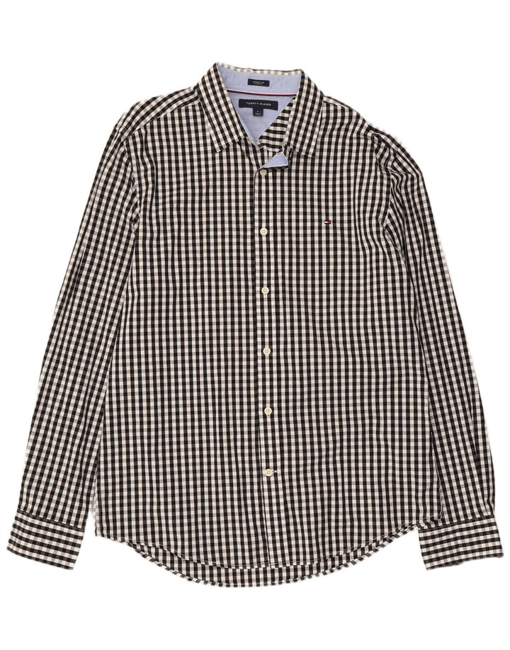 Koszula męska TOMMY HILFIGER, średnia czarna bawełniana kratka