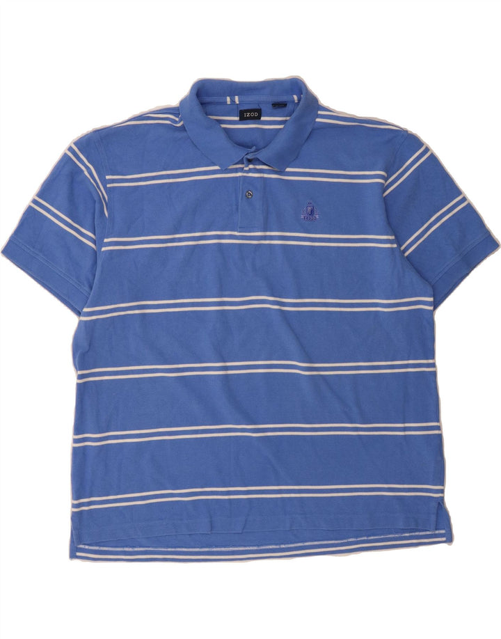 IZOD Mens Polo Shirt 2XL Blue Striped Cotton Vintage Izod and Second-Hand Izod from Messina Hembry 