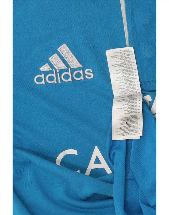 Męska koszulka polo ADIDAS Italia z grafiką, duża, niebieska, bawełniana