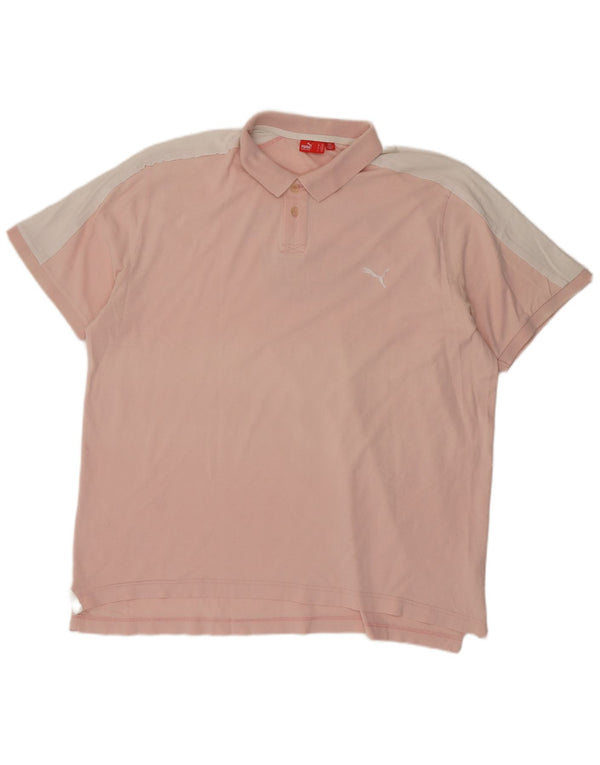 Męska koszulka polo Puma z grafiką 2XL, różowa, bawełniana z blokami kolorów