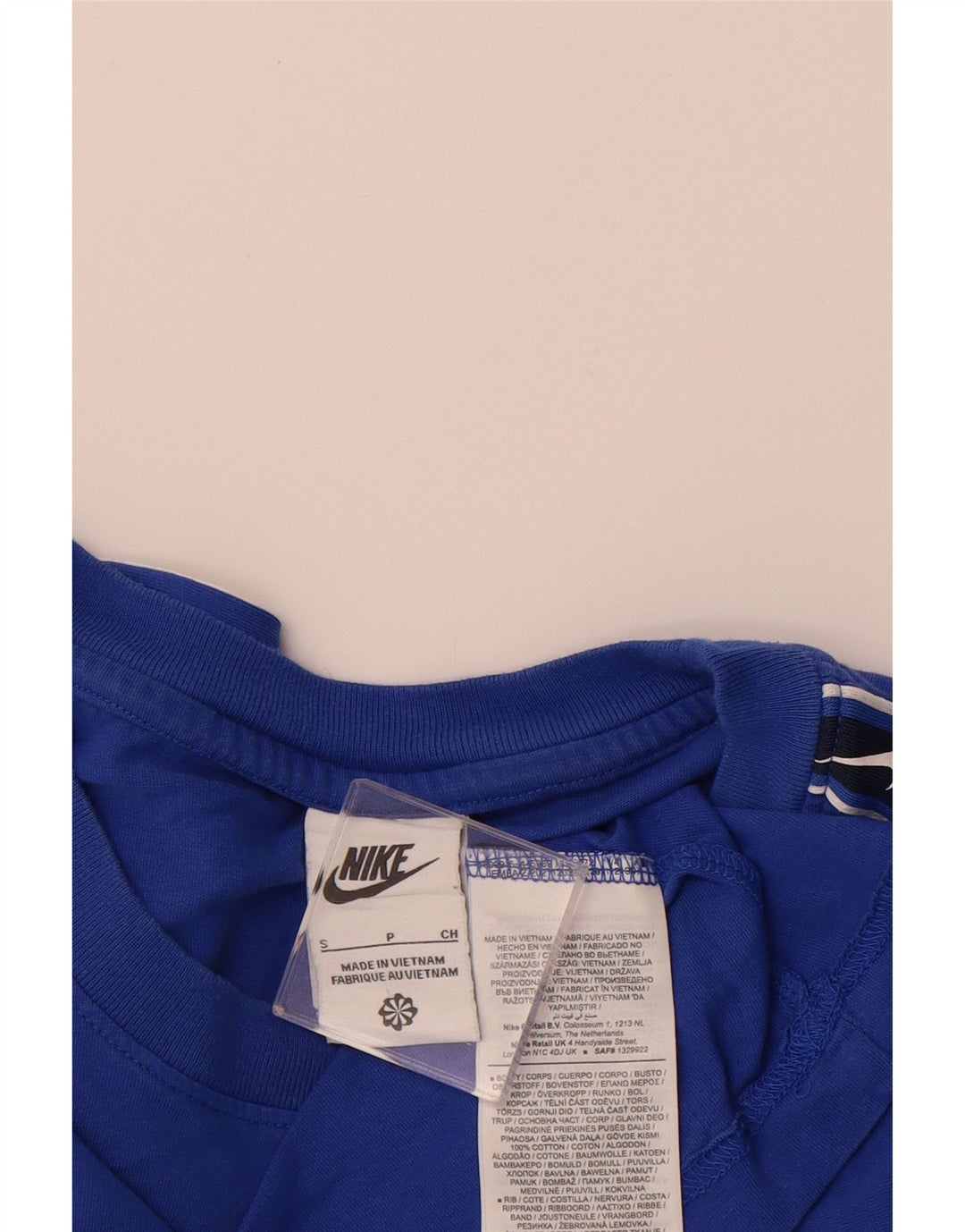 NIKE Mens Graphic T-Shirt Top Small Blue Colourblock Cotton
