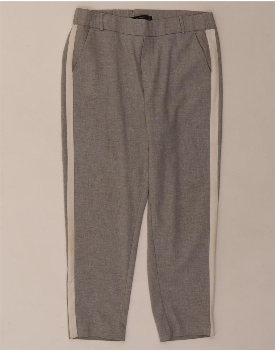 ZARA Womens Slim Cropped Trousers Small W29 L24 Grey Colourblock Polyester Vintage Zara and Second-Hand Zara from Messina Hembry 