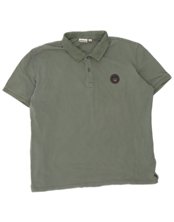 Męska koszulka polo Napapijri z grafiką, 2XL, zielona bawełna