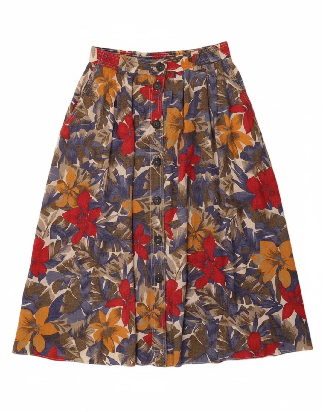 ST MICHAEL Womens Flared Skirt UK 14 Medium W28 Multicoloured Floral Retro