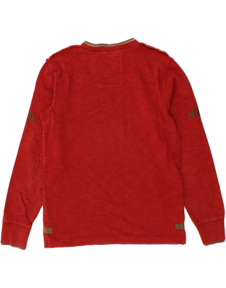 NAPAPIJRI Mens Graphic Sweatshirt Jumper Small Red Vintage Napapijri and Second-Hand Napapijri from Messina Hembry 