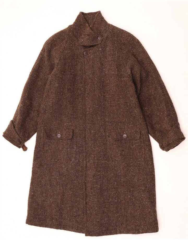 Płaszcz damski w stylu vintage UK 12 Średni brązowy wełna z alpaki