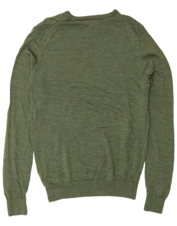Męski sweter z dekoltem w łódkę Zara Średni zielony wełniany