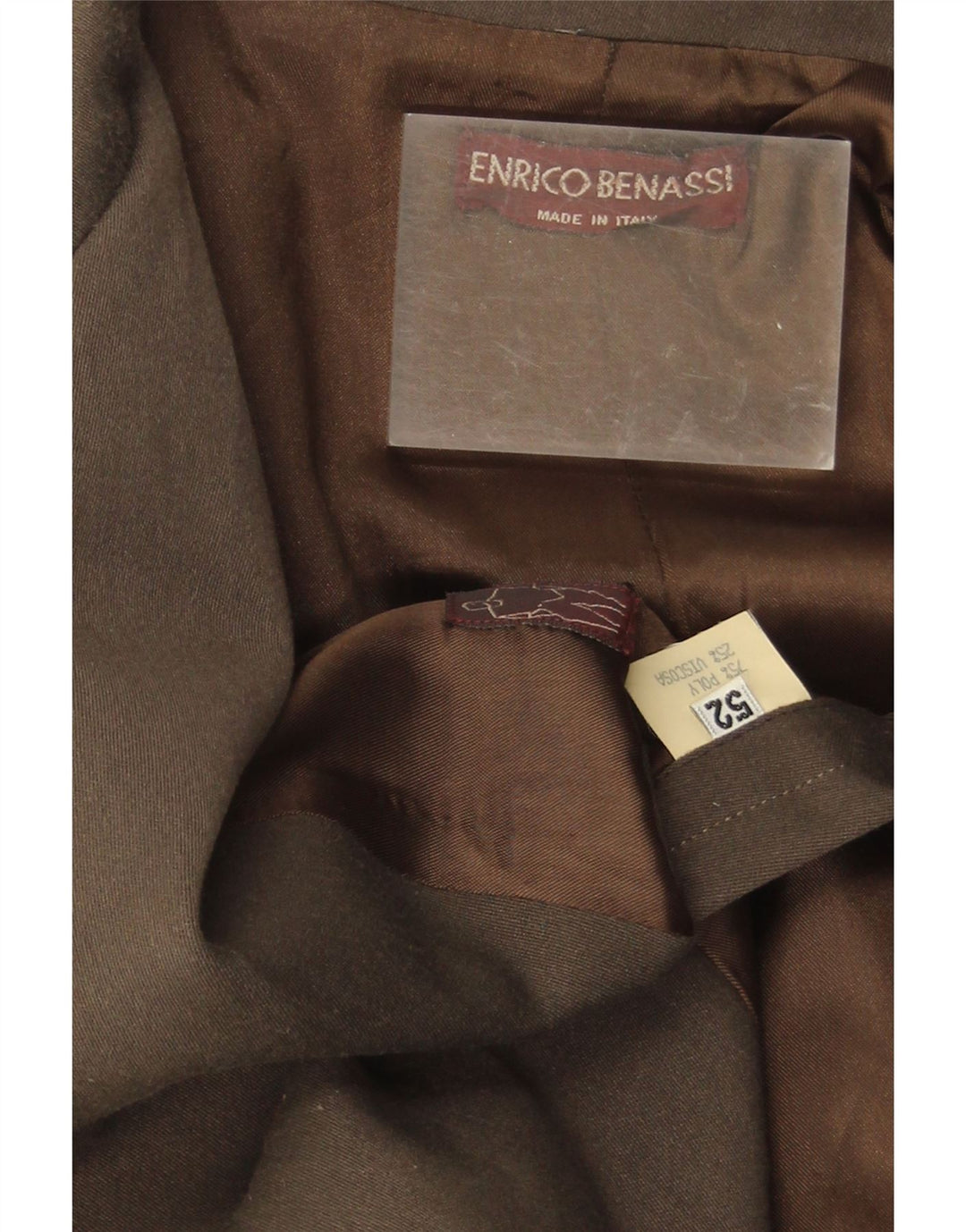 Męska marynarka z podwójnymi piersiami w stylu vintage IT 52 XL, brązowy poliester