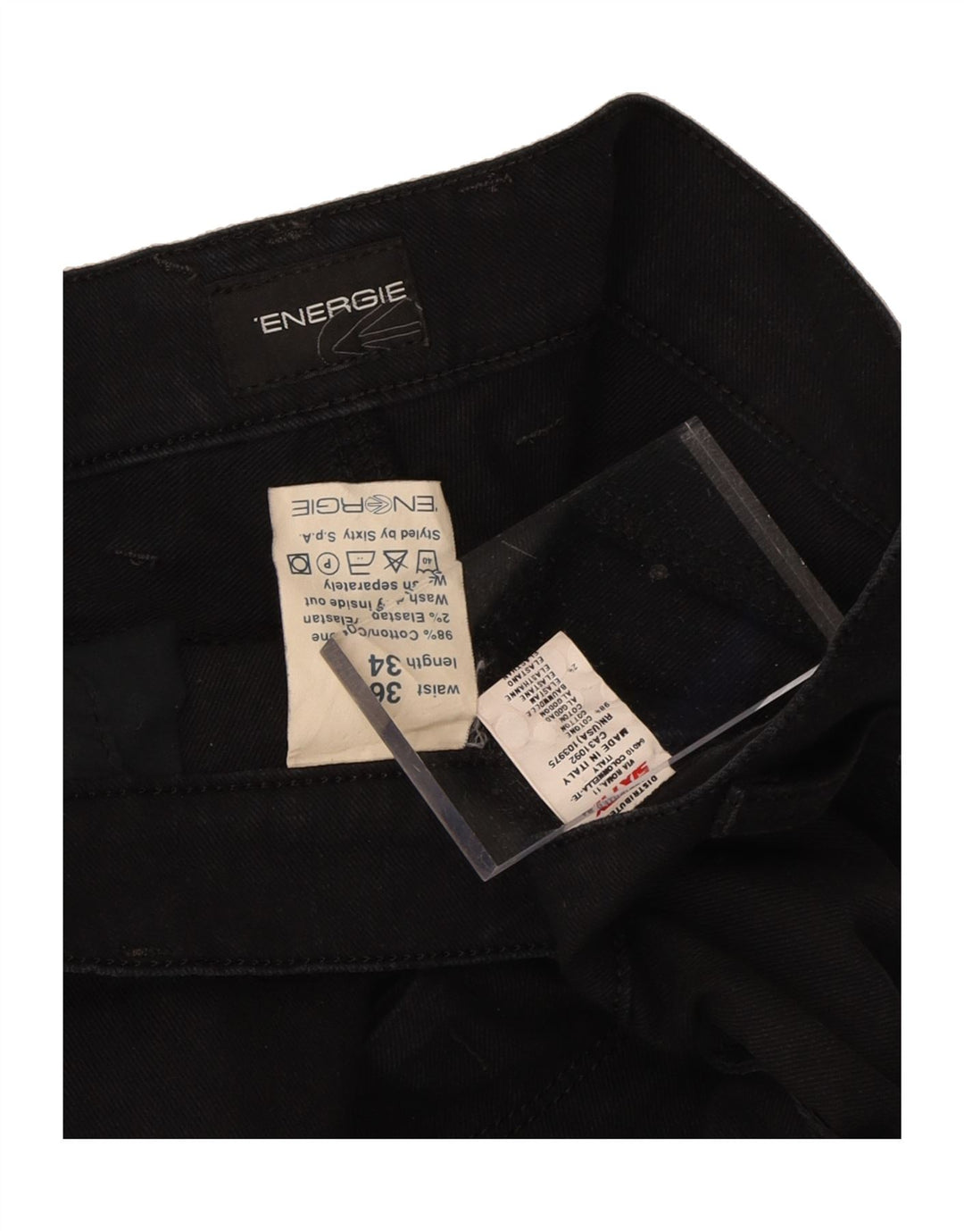ENERGIE Womens Cropped Jeans W36 L24 Black Cotton Vintage Energie and Second-Hand Energie from Messina Hembry 