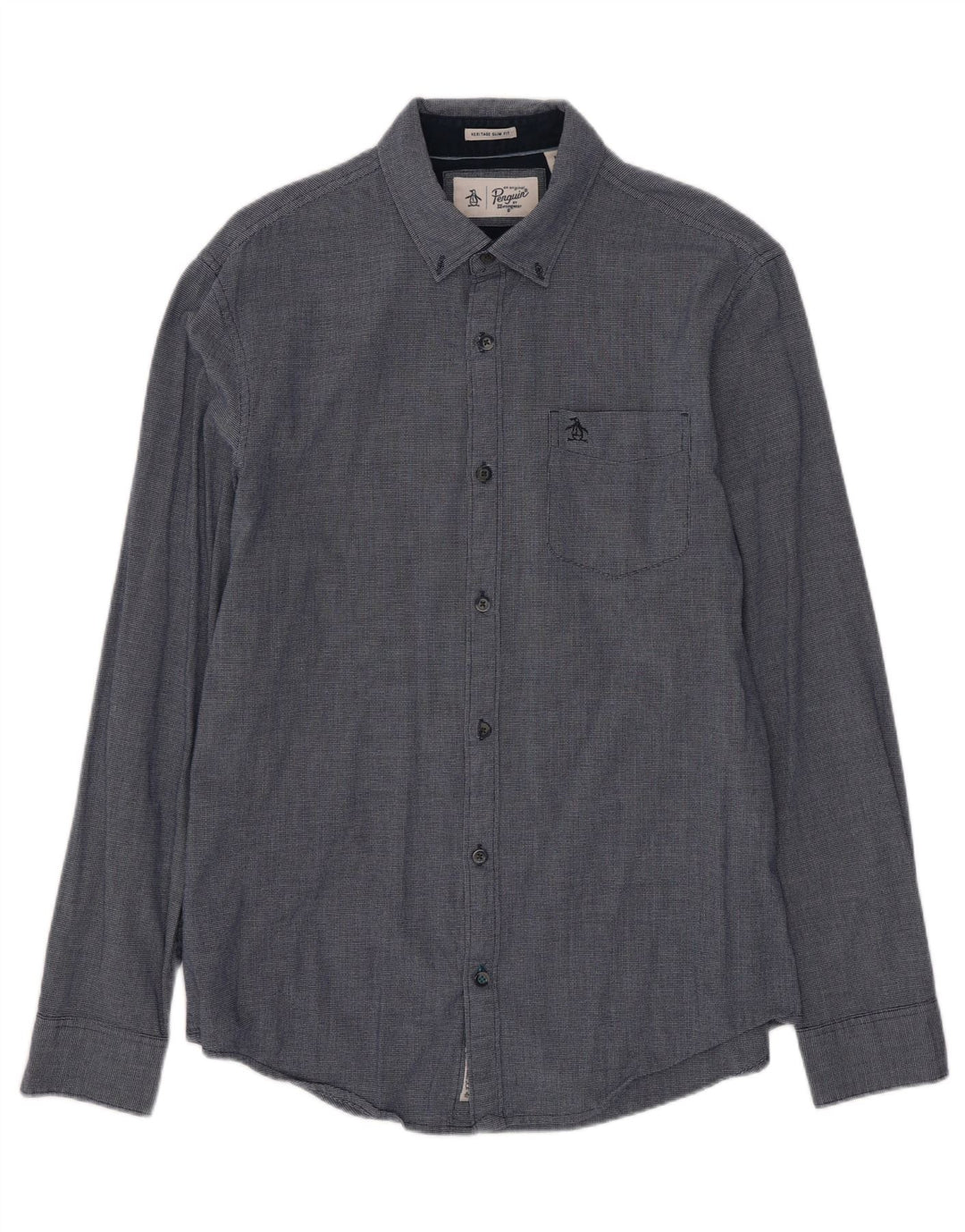 Koszula męska Penguin Heritage Slim Fit, średni granatowy geometryczny sztuczny jedwab