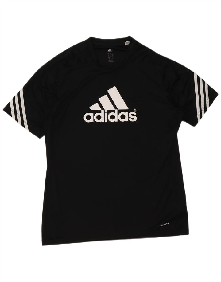 Męska koszulka Adidas Climalite z grafiką, duża, czarna, poliestrowa