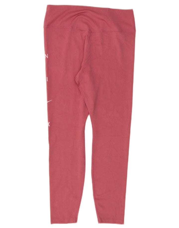Damskie legginsy Nike Dri Fit Graphic UK 14, duże, różowe, poliestrowe