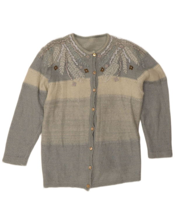 Sweter damski w stylu vintage, UK 12, średni niebieski, blok kolorów
