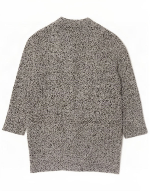 Zara Womens Loose Fit Open Cardigan Sweater UK 10 Small Grey Flecked